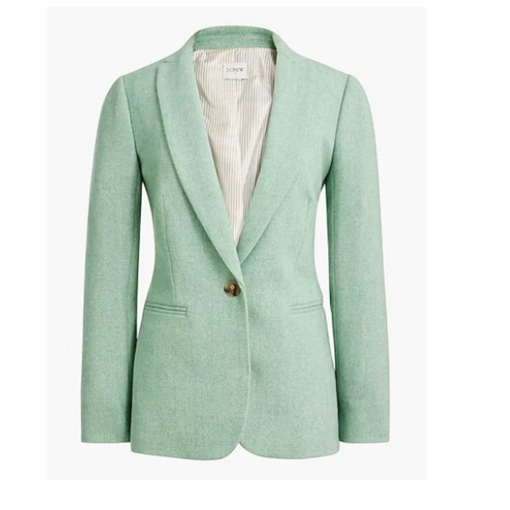 J.Crew $218 Herringbone Wool-Blend Holland Blazer Mountain Laurel Size 10 BJ830